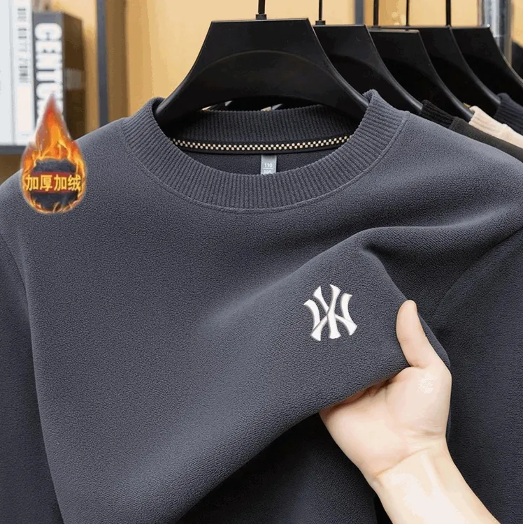 [7A抗静电，自发热]刺绣双面加厚奥粒绒冬季卫衣圆领打底衫