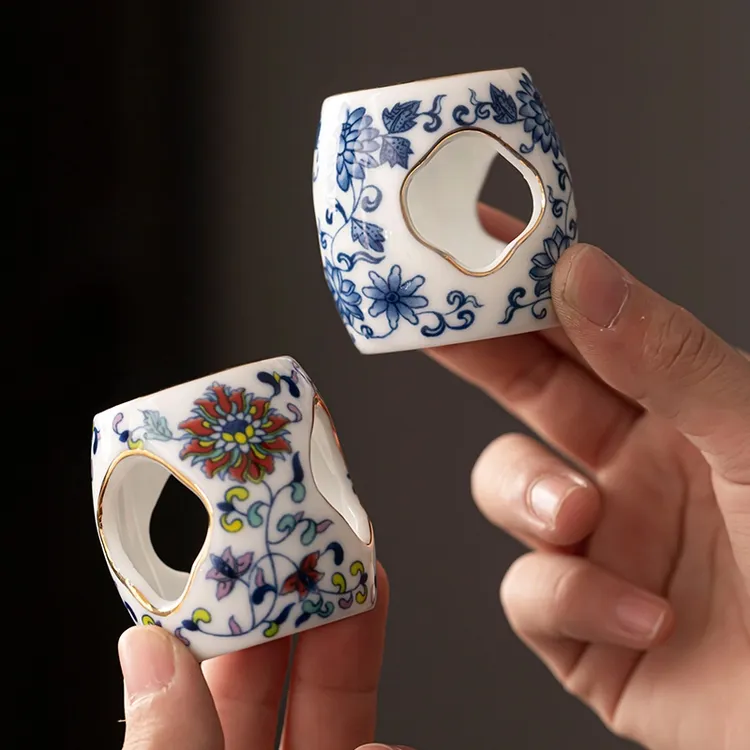 茶壶盖碗盖子配件白瓷盖置陶瓷壶盖托茶具垫茶道零配中式家用手工