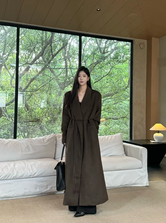 宇苗huym   加厚冬款大衣配腰带慵懒高级气质冬季