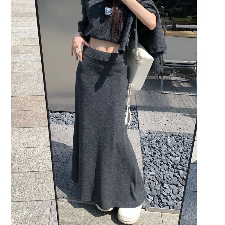 孕妇装新款韩版气质鱼尾大摆裙秋季新款高腰包臀显瘦百搭糯米长裙