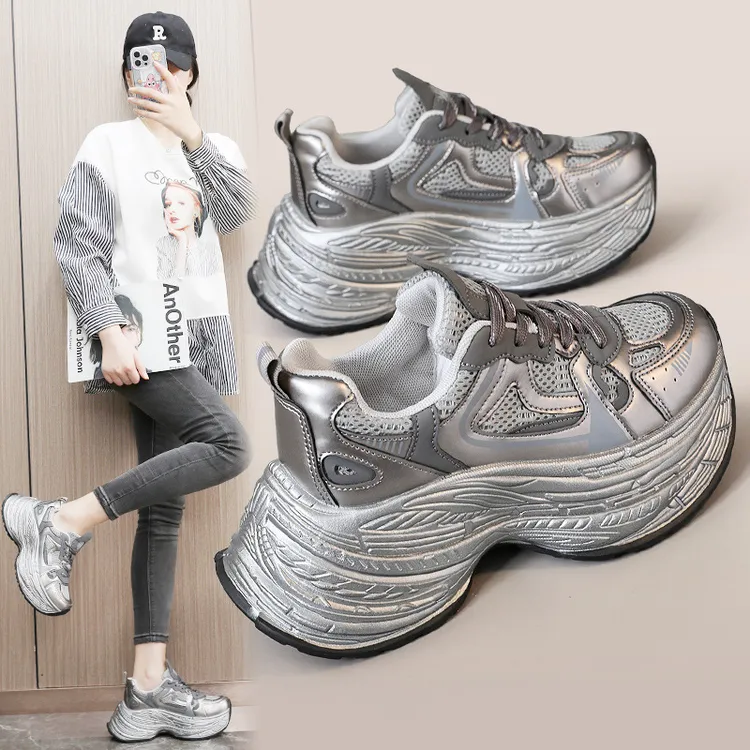 新款2025爆款夏秋季老爹鞋韩版潮流女鞋耐磨增高厚底鞋透气