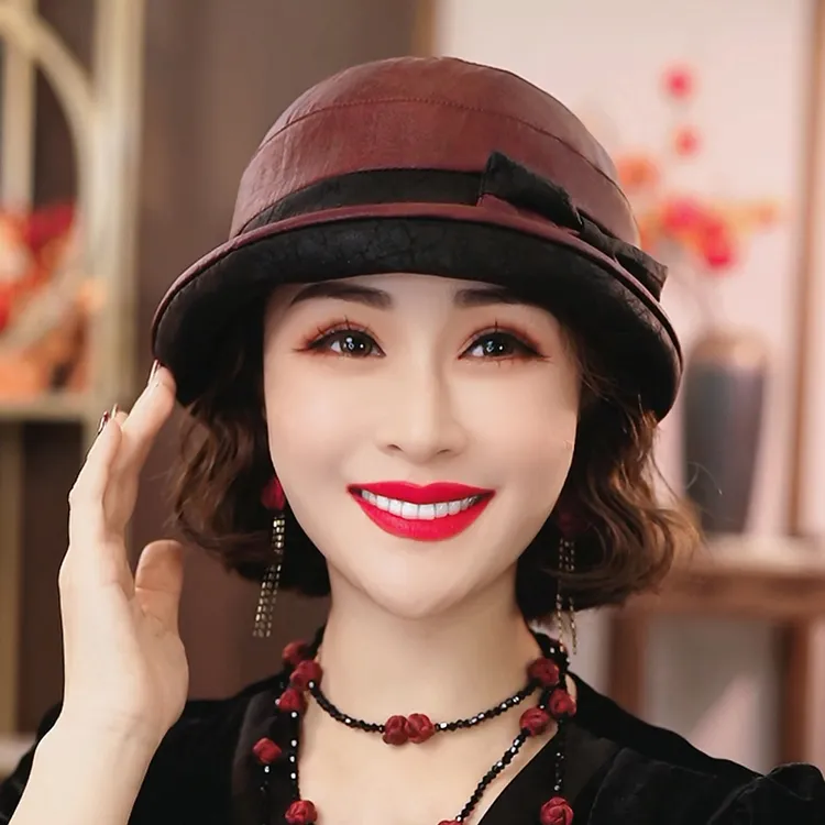 【香云纱圆礼帽】布塔重磅真丝桑蚕丝香云纱防晒遮阳高级帽子0651