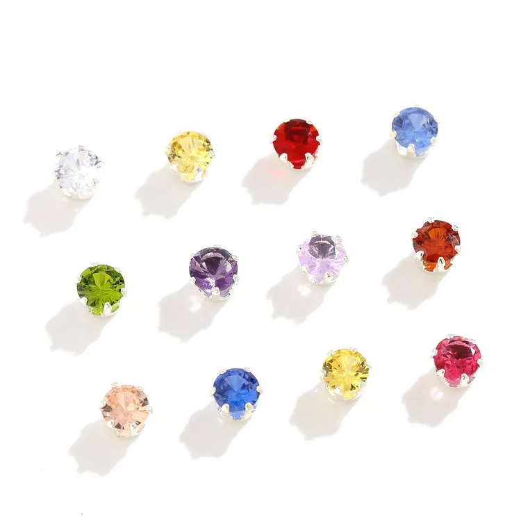 【厂家直销】4mm圆形爪锆按爪串珠diy饰品配件铜镀厚银