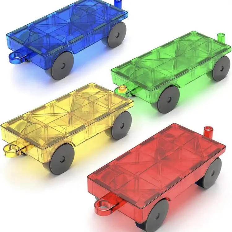 大自然色钻面小车彩窗磁力片强磁玩具儿童益智积木拼插磁力片小车