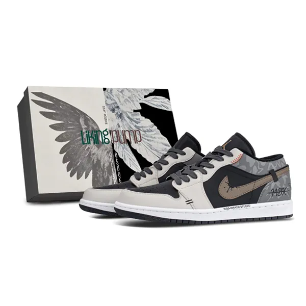 【定制球鞋】Jordan 时间回溯 耐磨黑白复古板鞋系带低帮通用