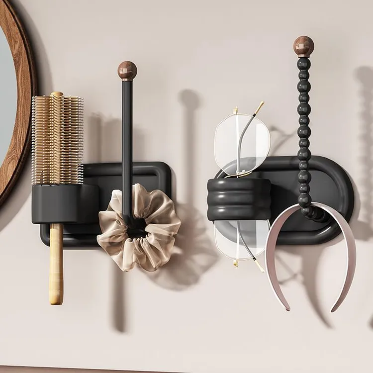 新款化妆室发圈发圈挂钩免打孔梳子置物架浴室壁挂式发饰皮筋挂架
