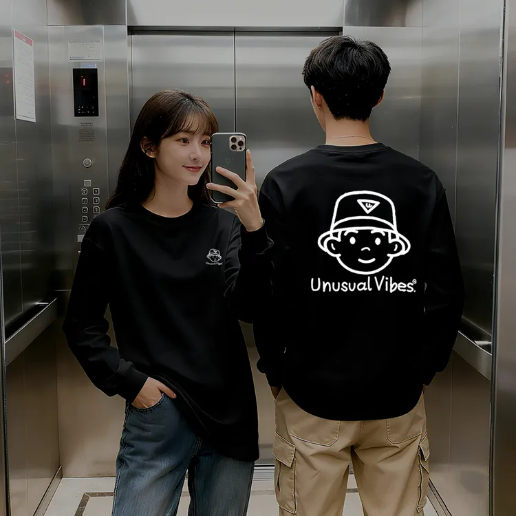 纯棉长袖男秋季美式复古T恤大码百搭韩版圆领男士宽松网红打底衫