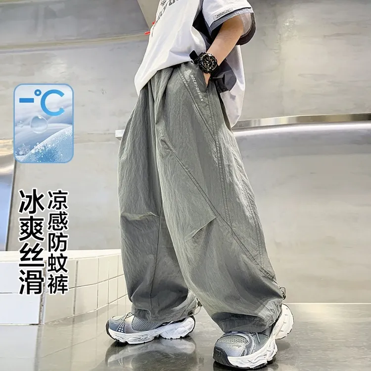 男童夏季薄款休闲裤2025新款夏装阔腿裤中大童男孩夏款宽松裤子潮