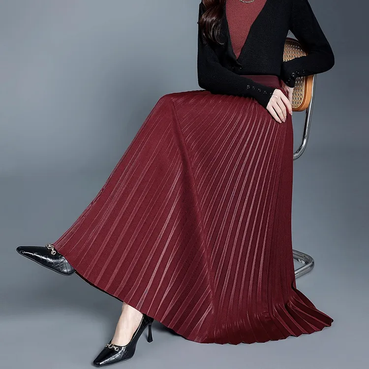 高档百褶裙半身裙女春2025新款爆款气质长裙到脚踝垂感a字大摆裙