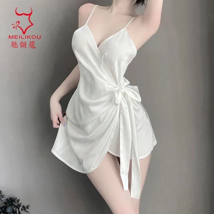 大码性感修身冰丝一片式纯欲风吊带睡裙女夏季家居服