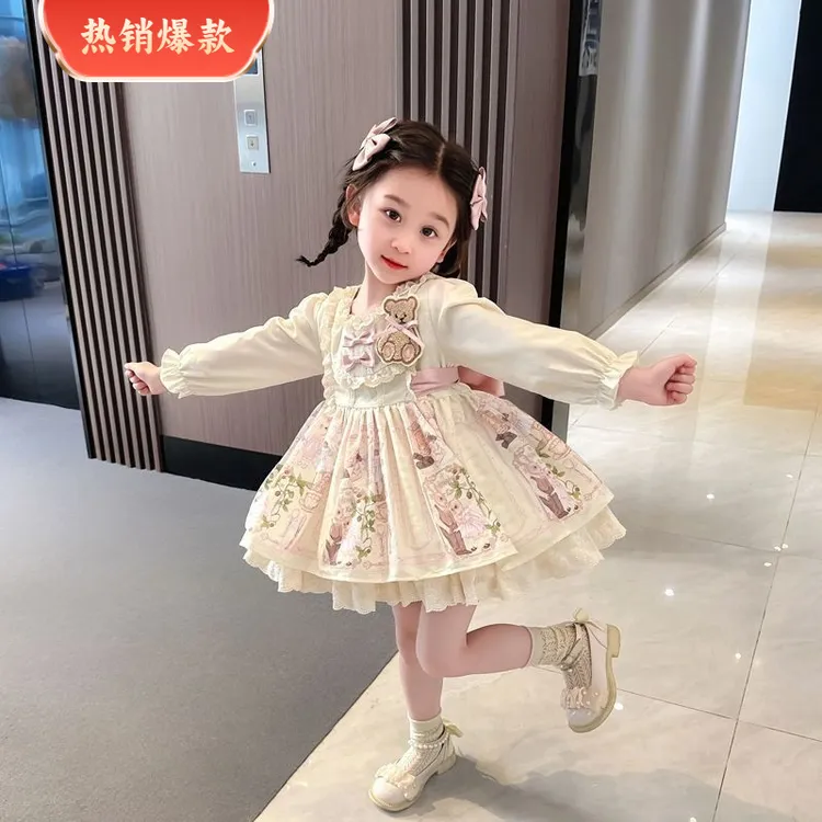 女童春秋冬加绒洛丽塔公主裙儿童可爱洋气连衣裙宝宝生日蓬蓬礼服
