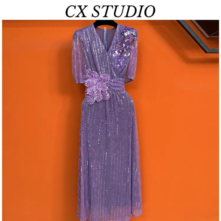 QC编码32 经典收腰轻奢时尚夏季连衣裙（定制女装）TG922