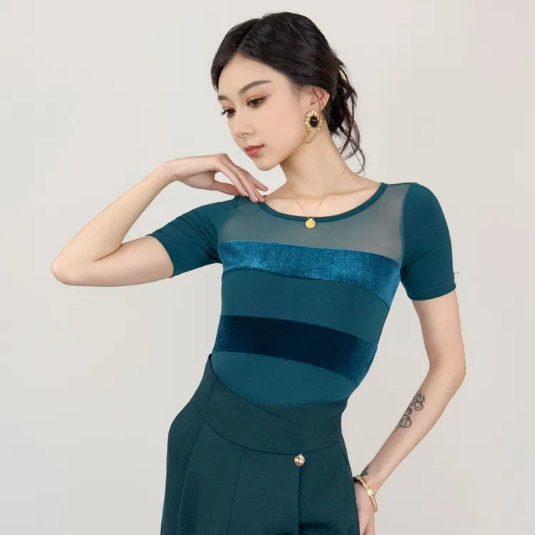 【断码清】新款女士摩登舞双人舞上服装国标舞衣吉特巴练功服S51