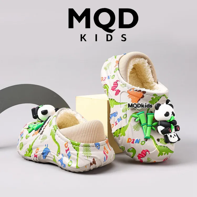 MQD儿童棉鞋男童冬季2025新款宝宝家居室内加绒保暖小孩包跟拖鞋