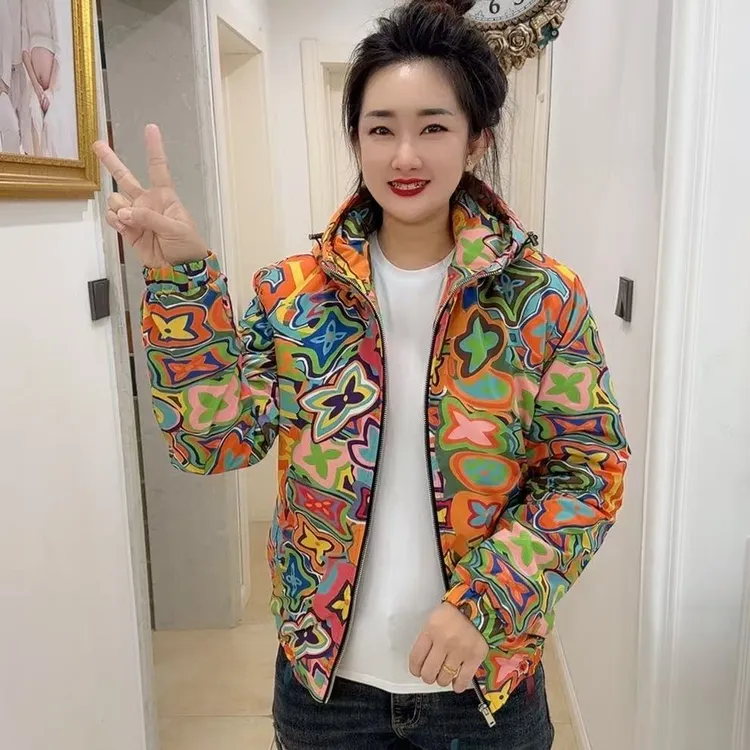 2025秋冬季新款男士高级感花色休闲连帽夹克棉服外套百搭时尚008