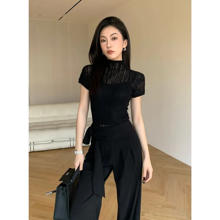 JIJINQI时尚气质百搭2025春季新款修身洋气针织衫上衣JD01SZPT886