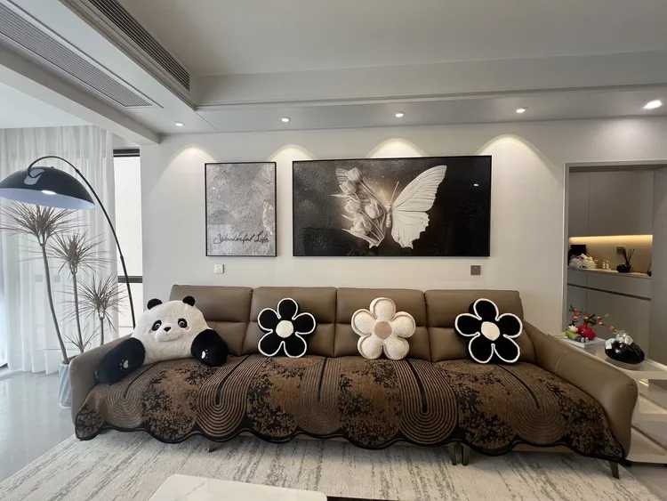 轻奢简约感客厅装饰画晶瓷立体感沙发背景墙挂画抽象蝴蝶二联壁画