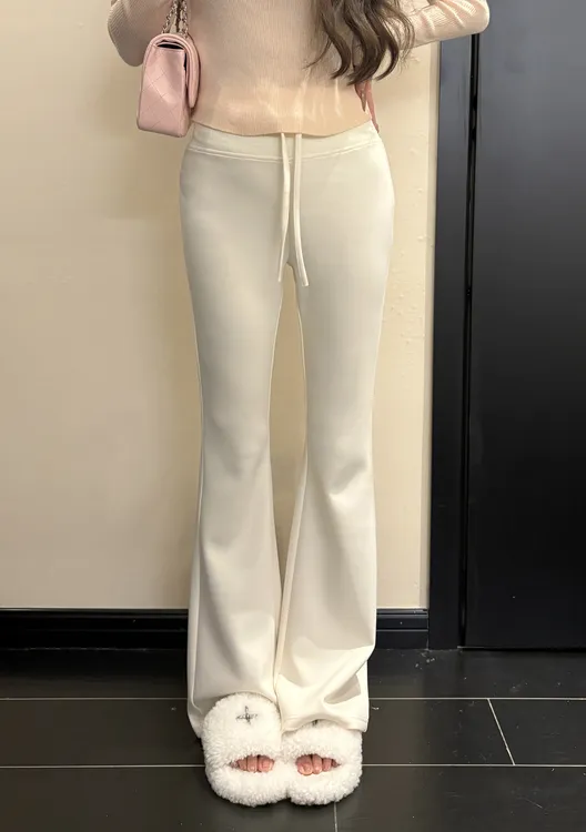 GUIDI GUDI【黛色微喇】简约抽绳微喇叭休闲裤/黄加蓝