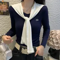 【9056】早秋新款假两件撞色披肩上衣设计感小众修身显瘦长袖T恤