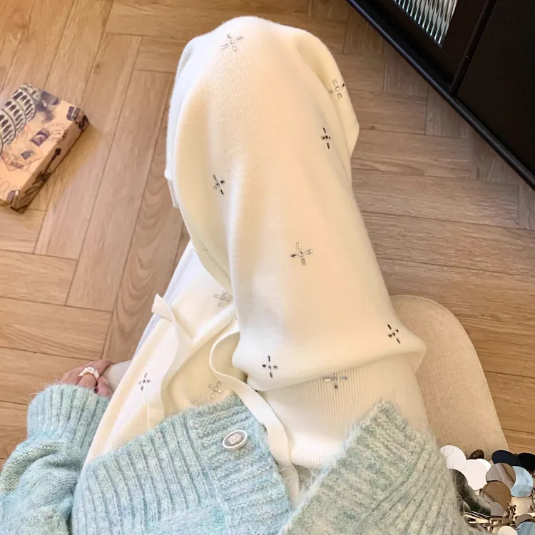 孕妇裤秋季时尚网红款2025年重工烫钻宽松垂感直筒阔腿裤秋天外穿