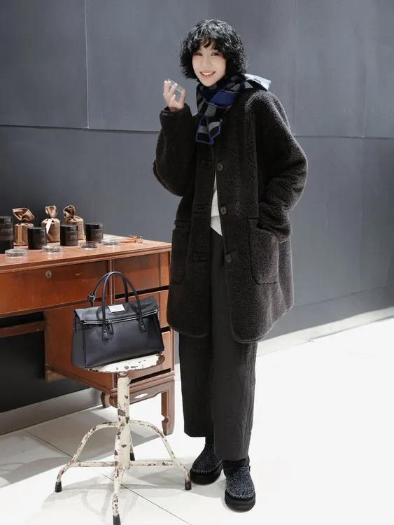 TT设计师【冰雪奇缘】时尚百搭圆领羊毛中长款毛呢大衣TT191361