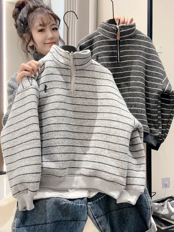 加厚羔羔绒男童立领上衣冬季儿童卫衣时尚宽松刺绣韩版HB88