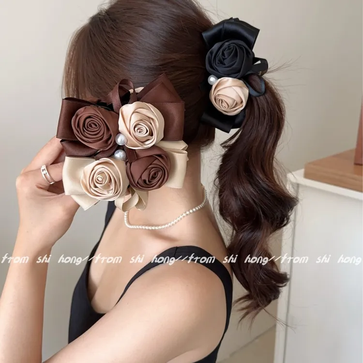 复古百搭蝴蝶结玫瑰花香蕉夹后脑勺扎马尾竖夹扭夹横夹2025高级感