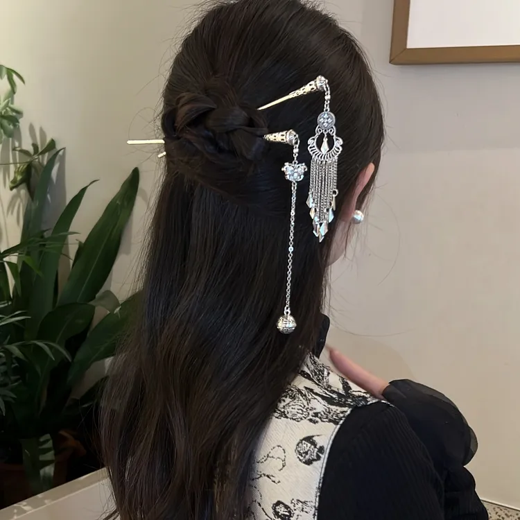 新中式复古民族风苗疆盘发流苏古风簪子小众设计感发簪子