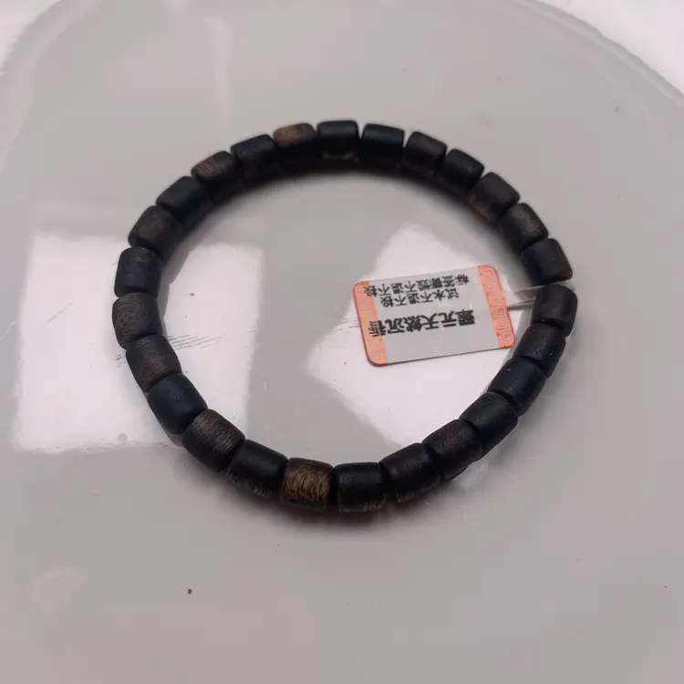 沉香海南发货6毫米高端沉水莺歌绿奇楠沉香手串圆柱桶珠天然品质