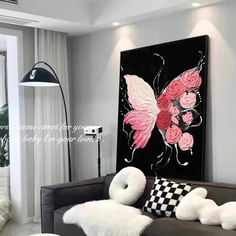 高级感黑白蝴蝶装饰画现代简约风客厅沙发背景墙挂画艺术摆件壁画