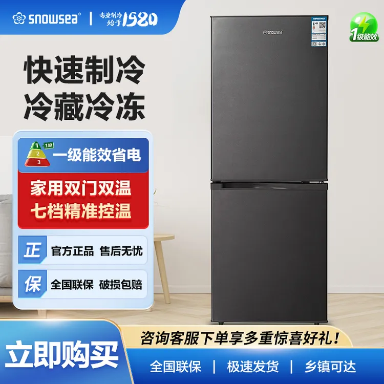 206升双门家用冰箱 一级能效宿舍小型电冰箱冷藏冷冻租房电冰箱