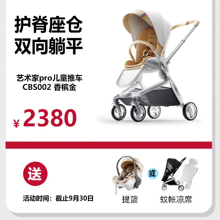 BeBeBus 艺术家pro儿童推车 CBS002 香槟金