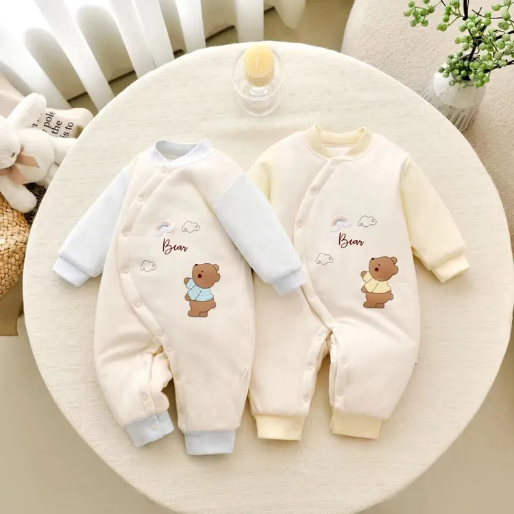 男宝7A抗菌棉婴儿衣服连体衣宝宝冬款新生儿棉服保暖秋冬季