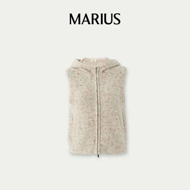 MARIUS'糖果粒‘连帽拉链针织马甲
