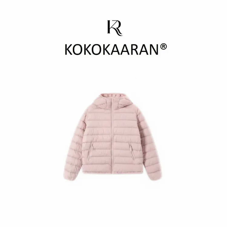 kokokaaran/可可咔伦 排骨鹅”95白鹅绒连帽横格纹鹅绒服 SH250724