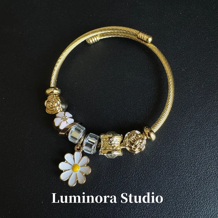 不锈钢手链 Vintage复古古着冬日雏菊手镯小众设计轻奢欧美手链