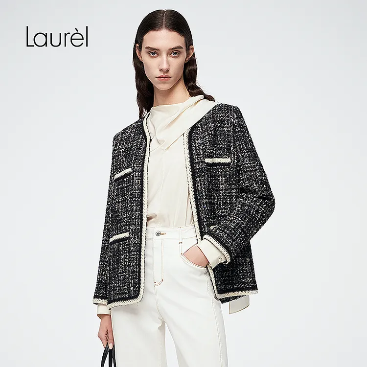 Laurel劳芮25秋新款经典小香风无领箱型外套LWD363W00100