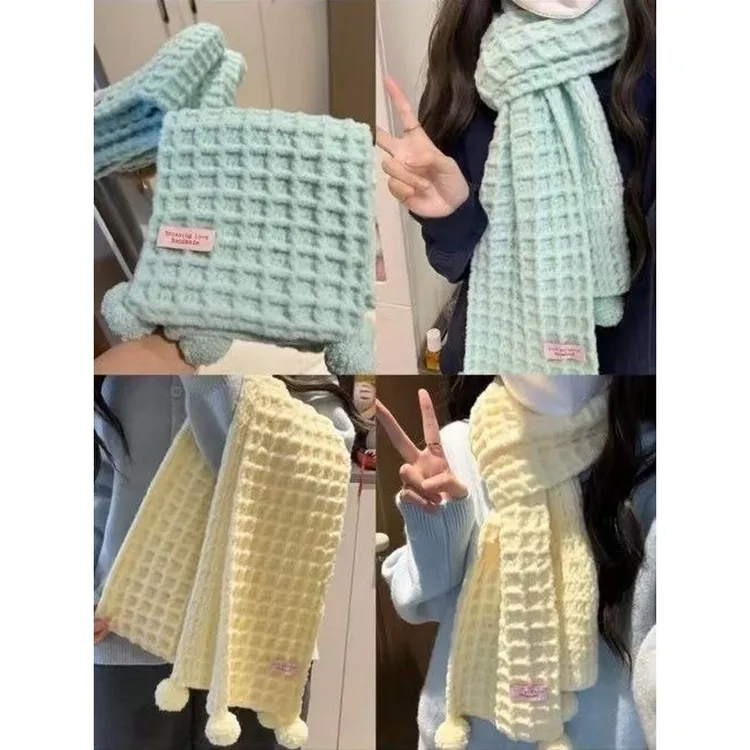 华夫饼围巾毛线手工钩针DIY材料包装薄荷牛奶慕斯云棉缓解无聊女