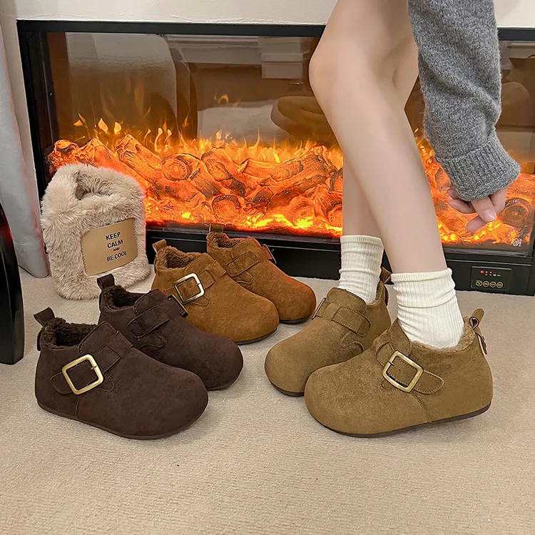 勃肯鞋女2025秋冬季新款复古软底5CM小个子内增高雪地靴休闲百搭