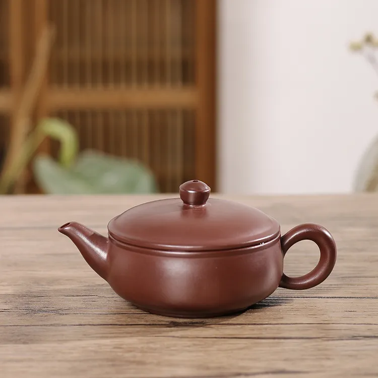 潮州紫泥壶大口一片瓦壶小容量大口径工夫茶小茶壶紫泥宽口茶壶
