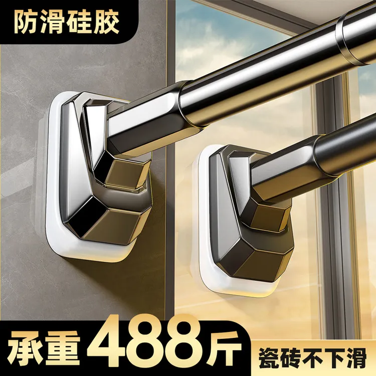 日本伸缩晾衣杆免打孔晾衣架一根可伸缩阳台衣柜支撑杆子强力承重