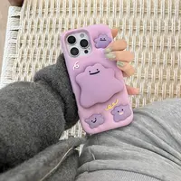立体紫色百变怪适用iPhone17手机壳支架旋转镜苹果16全包15硅胶14