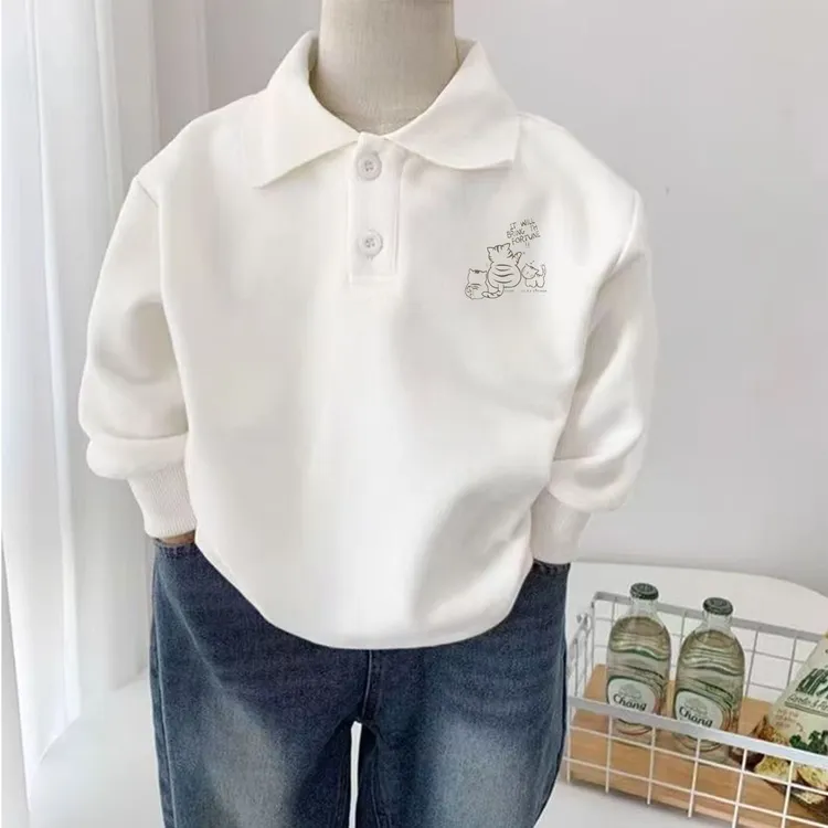 POLO领儿童100长袖纯棉女童新款翻领童装宝宝上衣韩版潮流打底衫t
