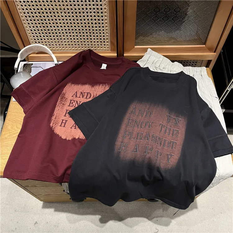 吴小越w1197男童夏款短袖圆领刺绣撞色韩版棉t恤中大童儿童上衣