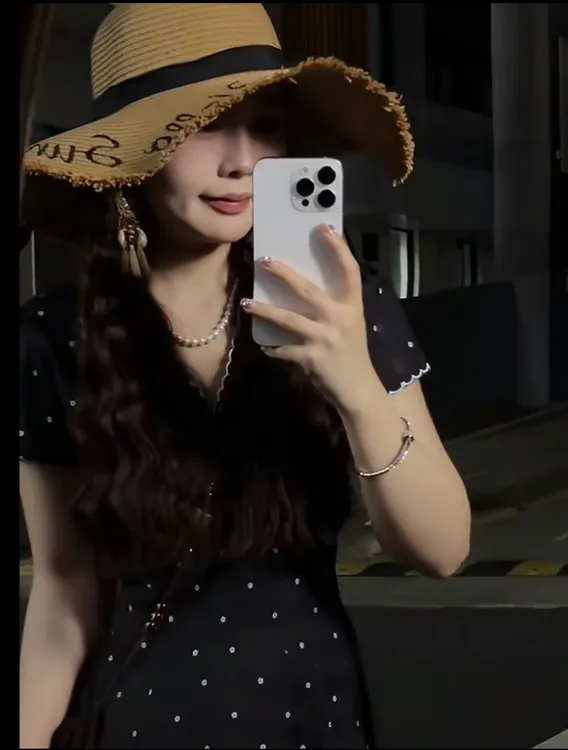 夏季法式墨点星芒连衣裙碎花常规显瘦小众黑色长裙