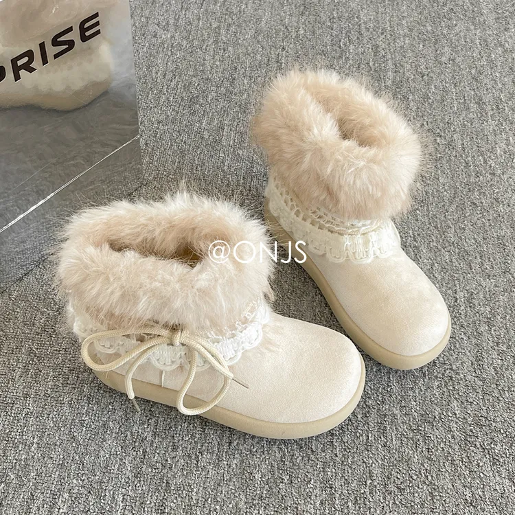 冬季保暖雪地靴女款爆款2025新款加绒棉鞋厚底短靴休闲百搭毛毛鞋