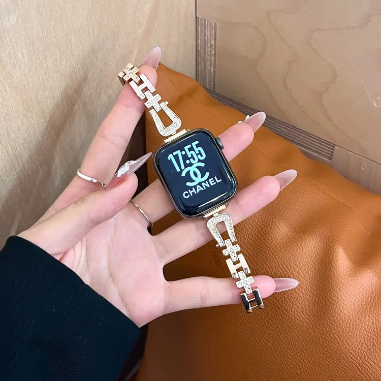 表带哥适用于苹果iwatch11手表带S9奢华水钻S8金属链条高级感腕带
