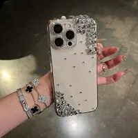 高奢款对角水晶钻iPhone16promax手机壳适用苹果15透明14奢华13pm