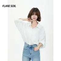 【FLARE SOIL】（现货）气质甜美风衬衫翻领休闲天丝百搭衬衣T489A