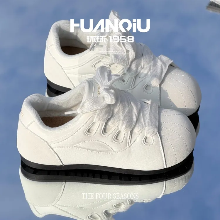 环球贝壳头平底芭蕾德训鞋女2025秋季新款百搭增高学生休闲运动鞋